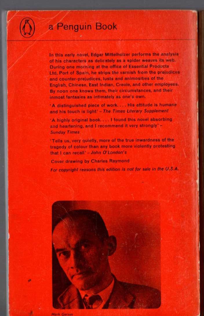 Edgar Mittelholzer  A MORNING AT THE OFFICE magnified rear book cover image