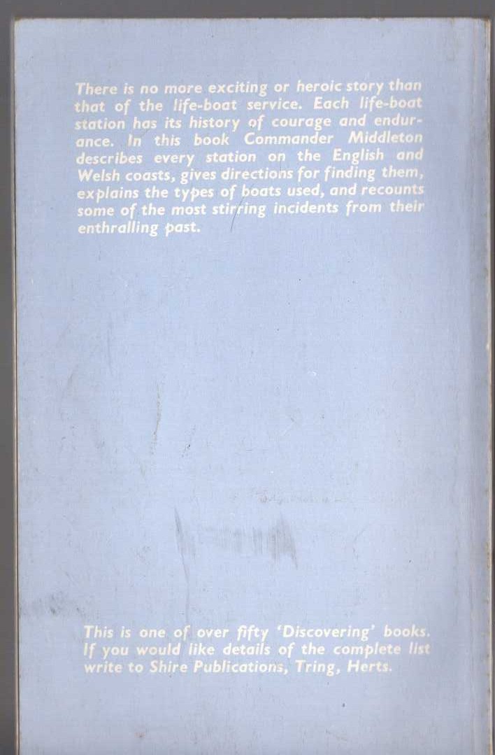 E.W. MIddleton  DISCOVERING LIFE-BOATS magnified rear book cover image