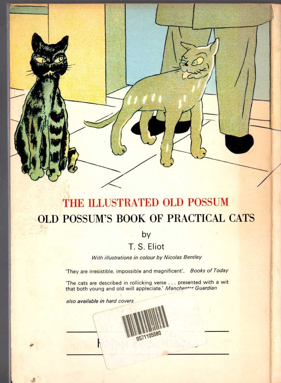 T.S. Eliot  THE ILLUSTRATED OLD POSSUM OLD POSSUM'S BOOK OF PRACTICAL CATS magnified rear book cover image