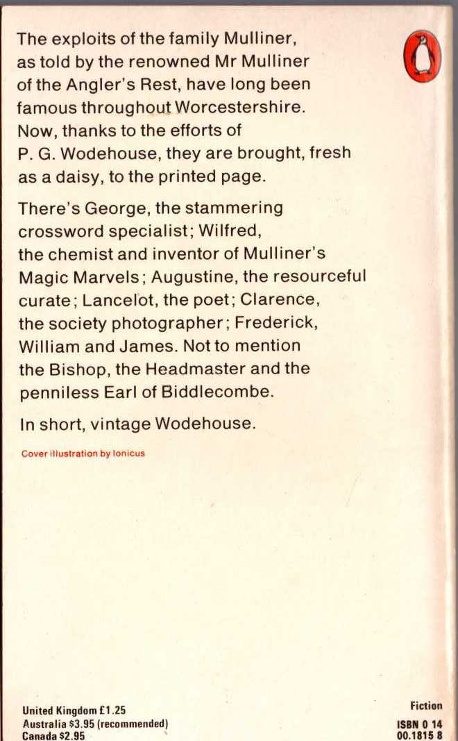 P.G. Wodehouse  MEET MR MULLINER magnified rear book cover image