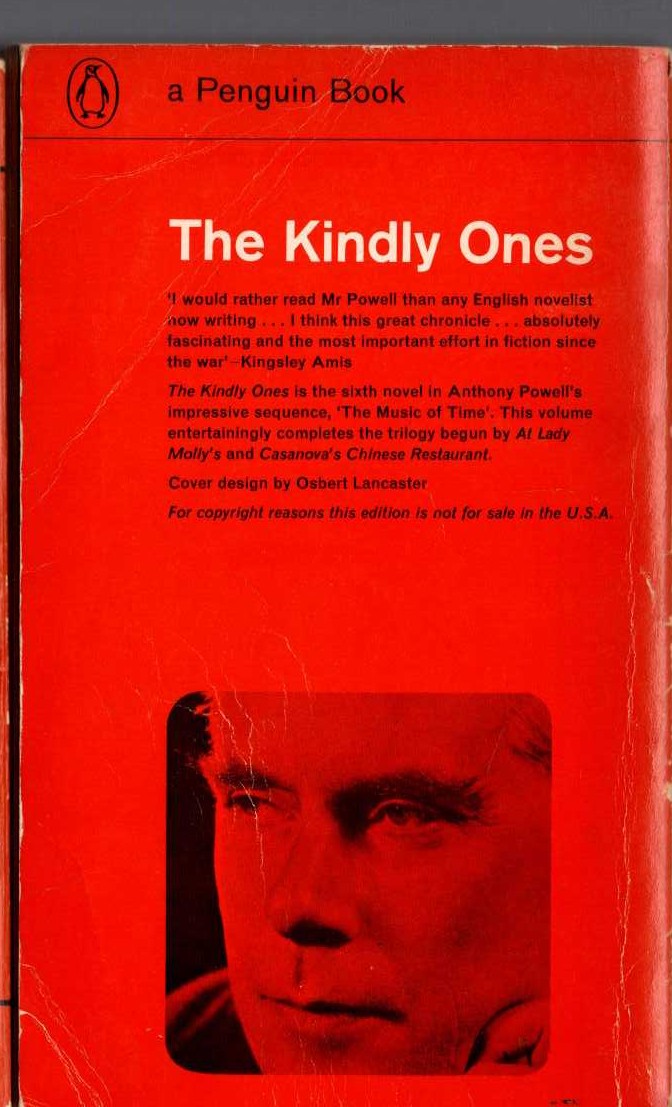 Anthony Powell  THE KINDLY ONES magnified rear book cover image