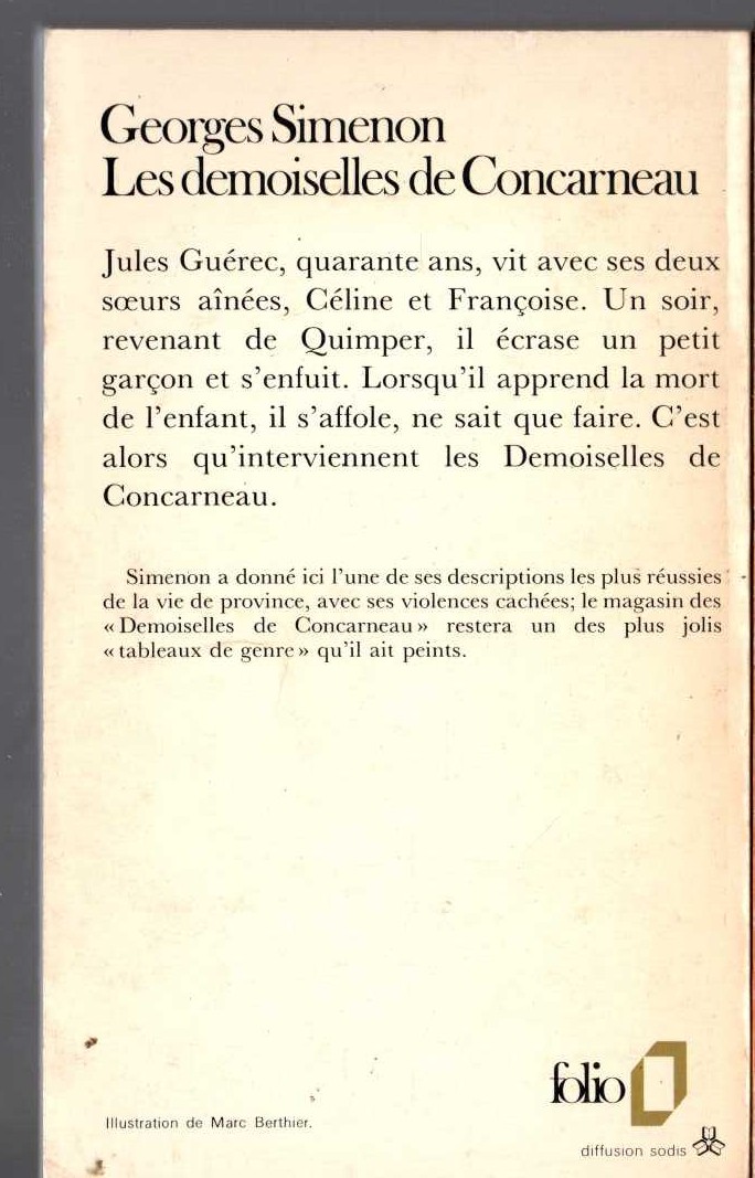 Georges Simenon  LES DEMOISELLES DE CONCARNEAU magnified rear book cover image