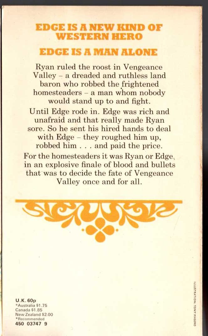 George G. Gilman  EDGE 17: VENGEANCE VALLEY magnified rear book cover image