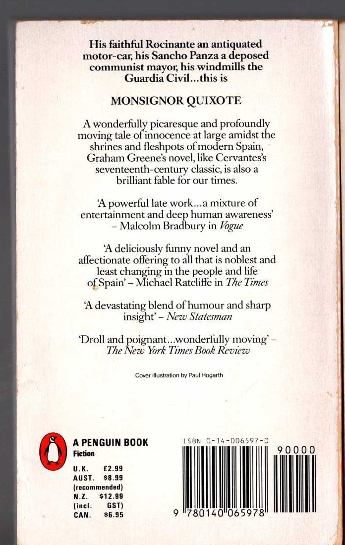 Graham Greene  MONSIGNOR QUIXOTE magnified rear book cover image