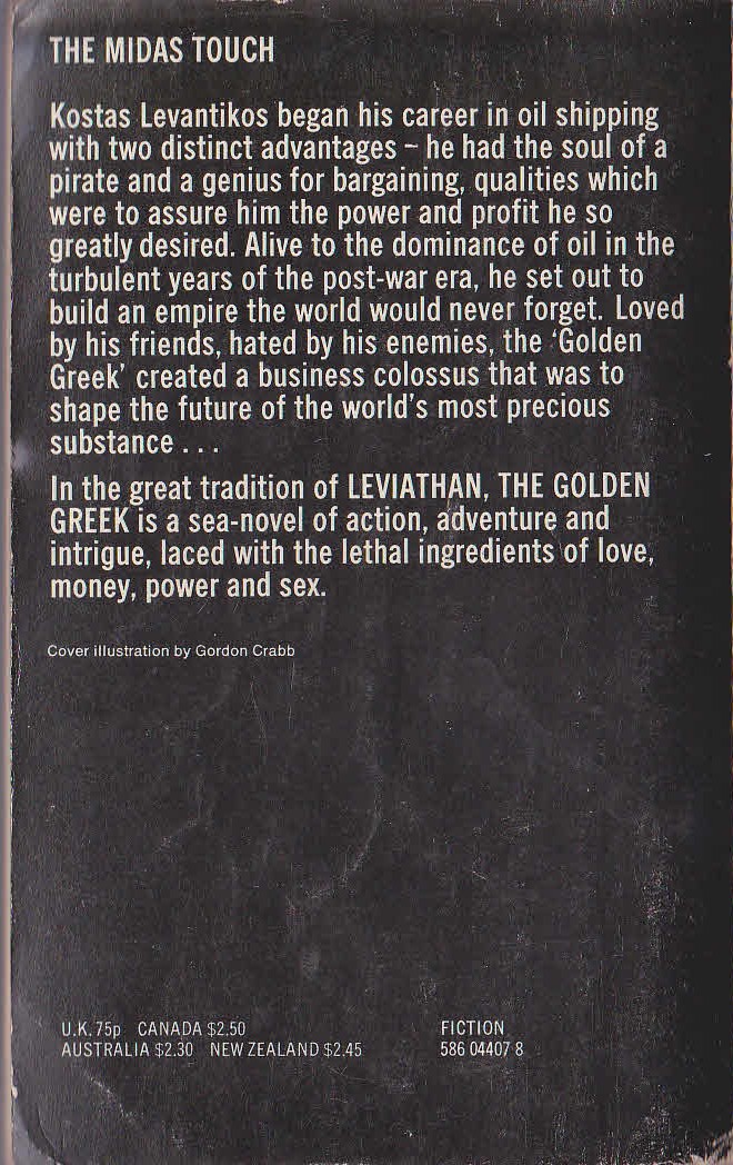 Warren Tute  THE GOLDEN GREEK magnified rear book cover image