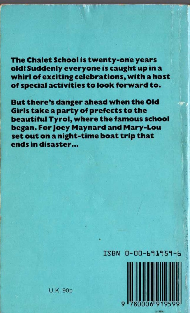 Elinor M. Brent-Dyer  THE COMING OF AGE OF THE CHALET SCHOOL magnified rear book cover image