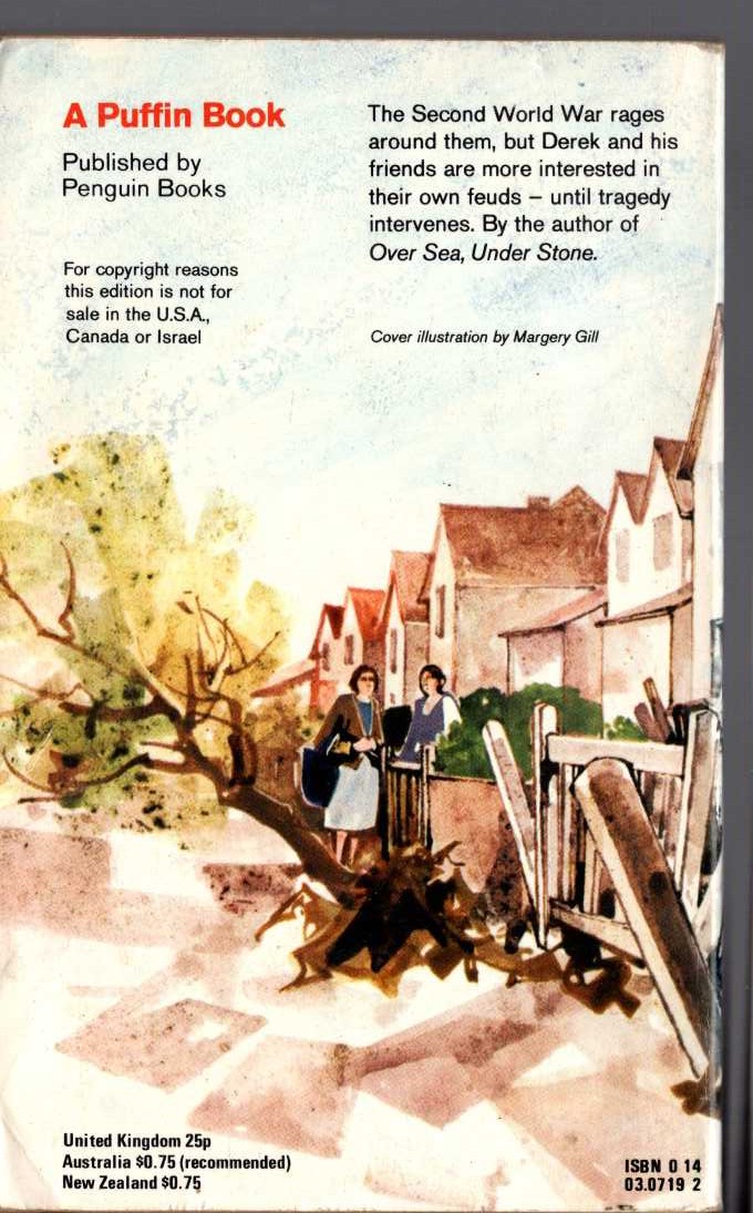 Susan Cooper  DAWN OF FEAR magnified rear book cover image