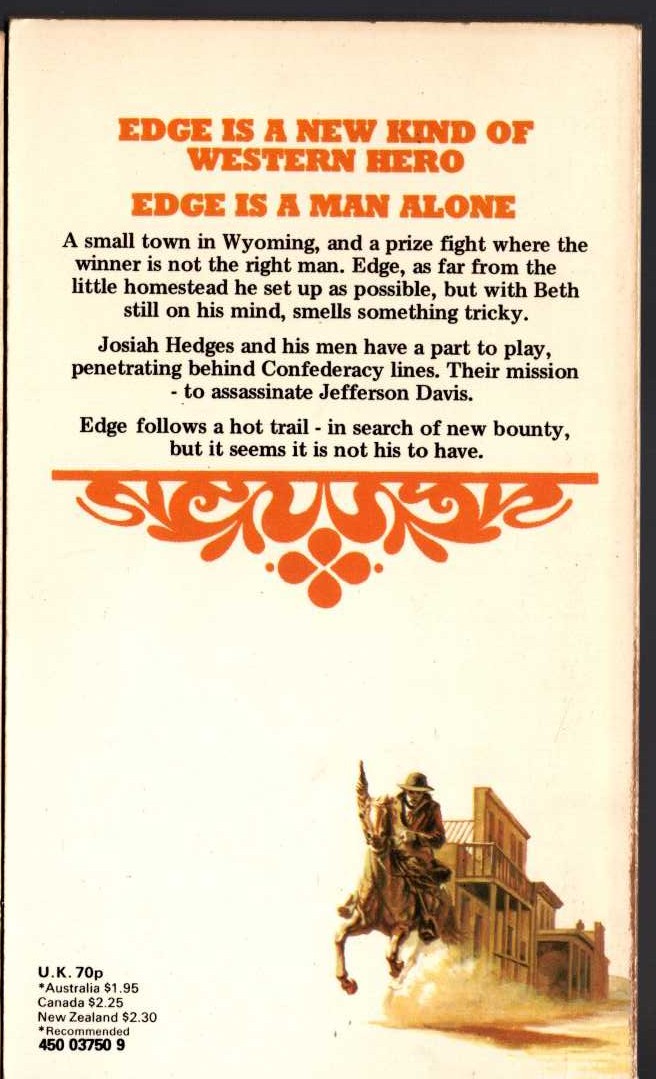 George G. Gilman  EDGE 12: BIGGEST BOUNTY magnified rear book cover image