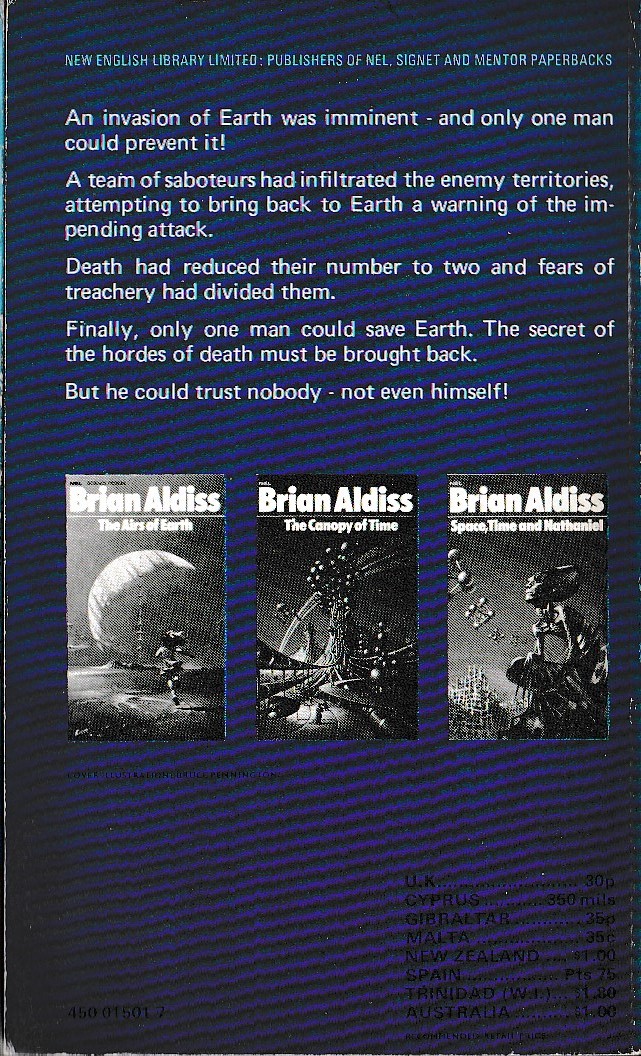 Brian Aldiss  EQUATOR magnified rear book cover image