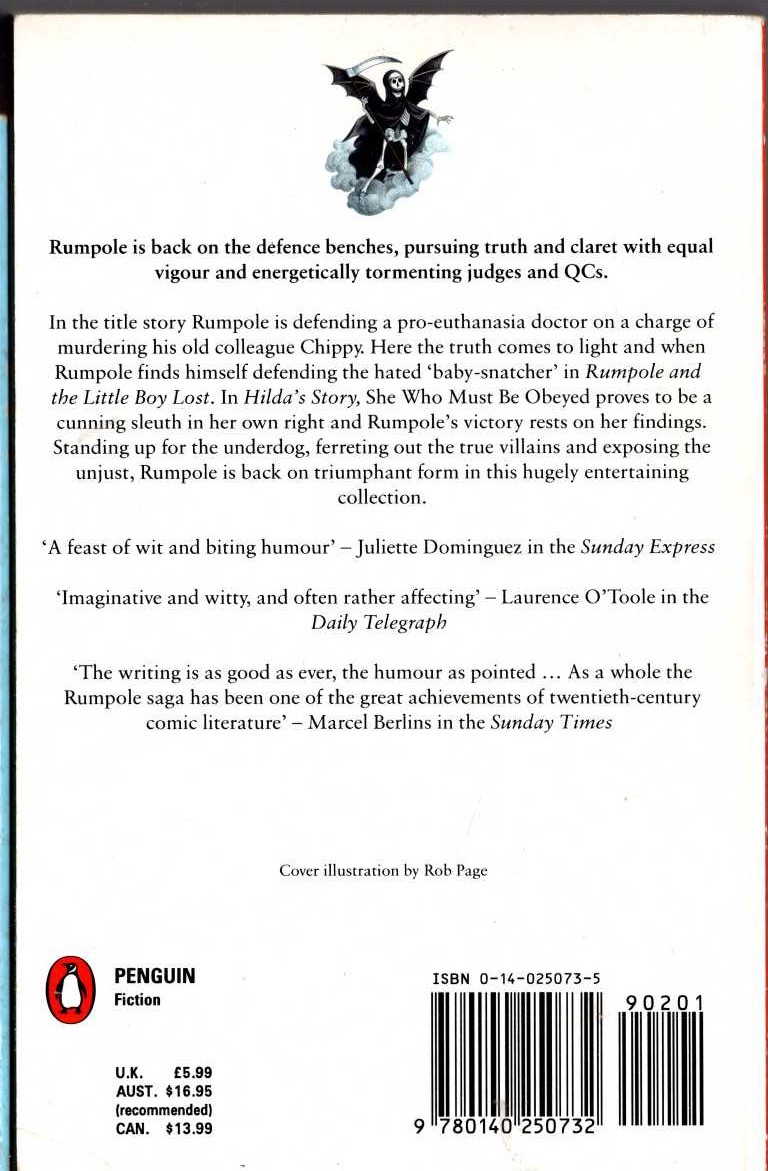 John Mortimer  RUMPOLE AND THE ANGEL OF DEATH magnified rear book cover image