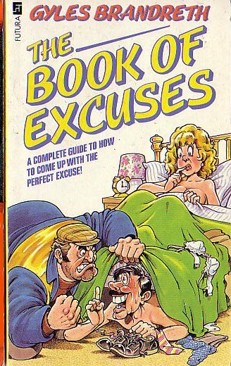 Gyles Brandreth  THE BOOK OF EXCUSES front book cover image