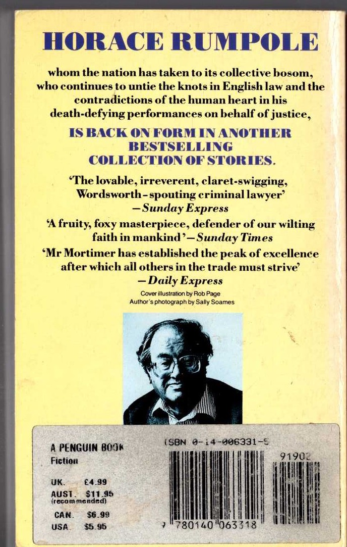 John Mortimer  RUMPOLE AND THE GOLDEN THREAD magnified rear book cover image