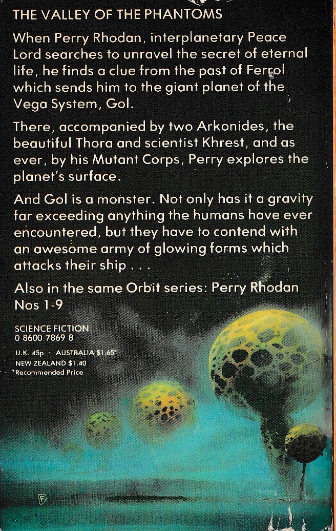 Kurt Mahr  #10 THE GHOSTS OF GOL magnified rear book cover image