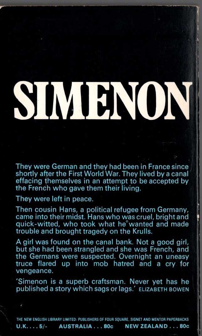 Georges Simenon  CHEZ KRULL magnified rear book cover image