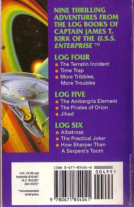 Alan Dean Foster  STAR TREK: LOGS 4 - 6 magnified rear book cover image