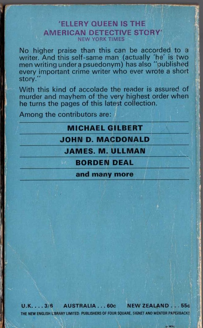 Ellery Queen (edit) DEATH SCENE (9 stories from Ellery Queen's Mystery Magazine) magnified rear book cover image