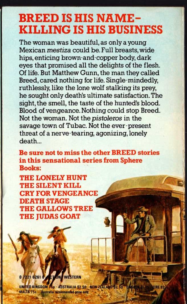 James A. Muir  BREED 7: TIME OF THE WOLF magnified rear book cover image