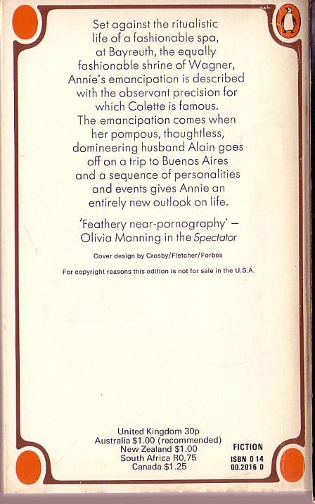 Colette   CLAUDINE AND ANNIE magnified rear book cover image