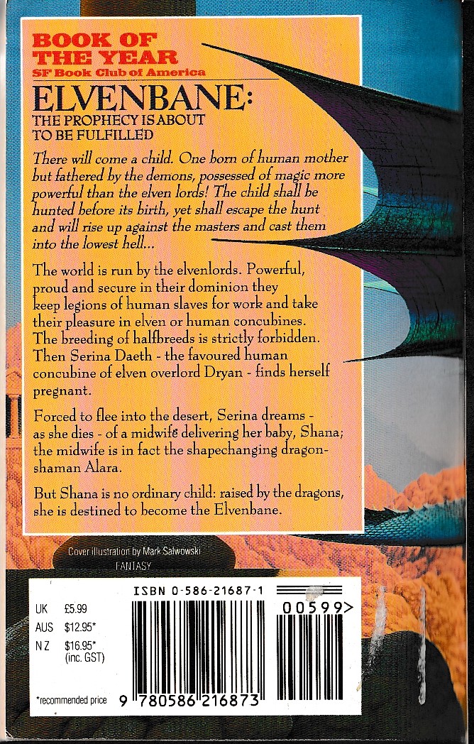 Andre Norton  THE ELVENBANE magnified rear book cover image