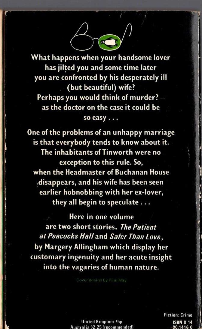 Margery Allingham  NO LOVE LOST magnified rear book cover image