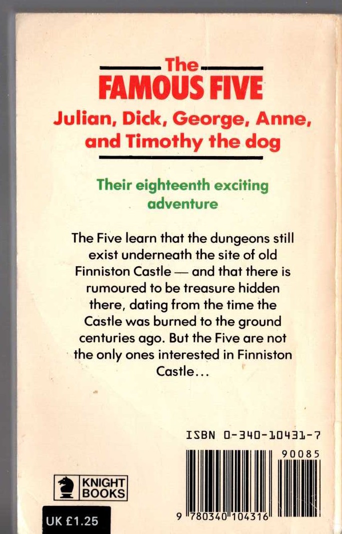 Enid Blyton  FIVE ON FINNISTON FARM magnified rear book cover image