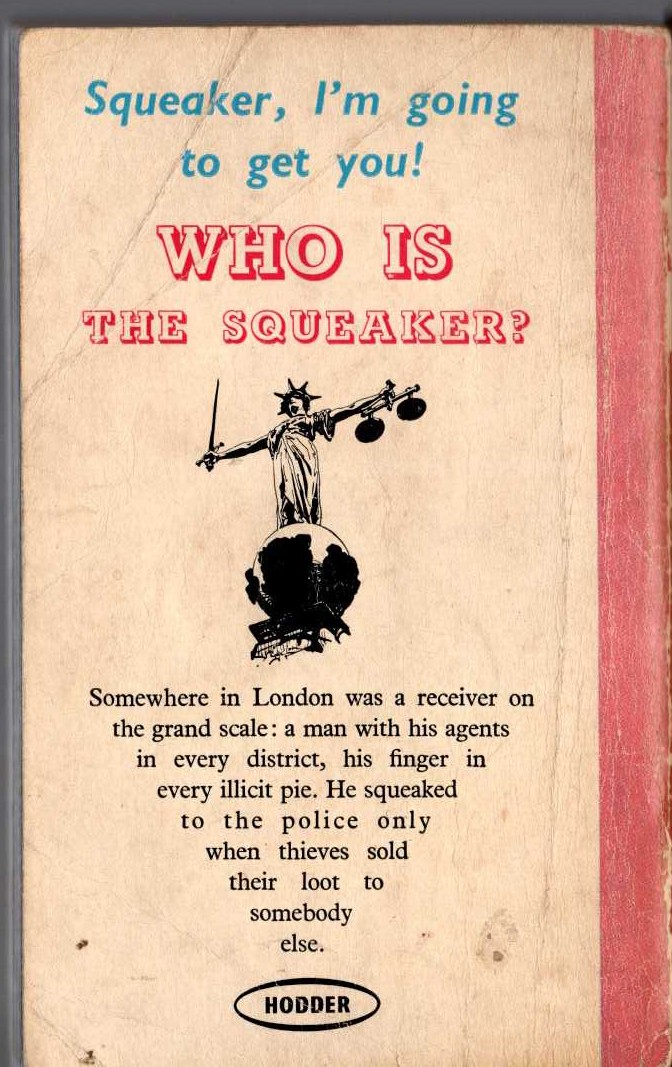 Edgar Wallace  THE SQUEAKER magnified rear book cover image