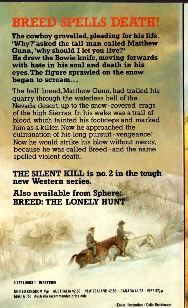 James A. Muir  BREED 2: THE SILENT KILL magnified rear book cover image