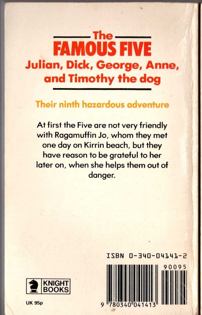 Enid Blyton  FIVE FALL INTO ADVENTURE magnified rear book cover image
