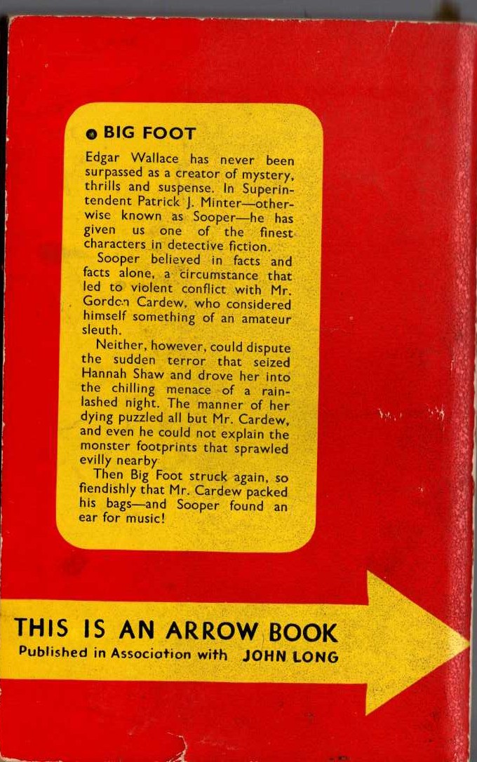 Edgar Wallace  BIG FOOT magnified rear book cover image