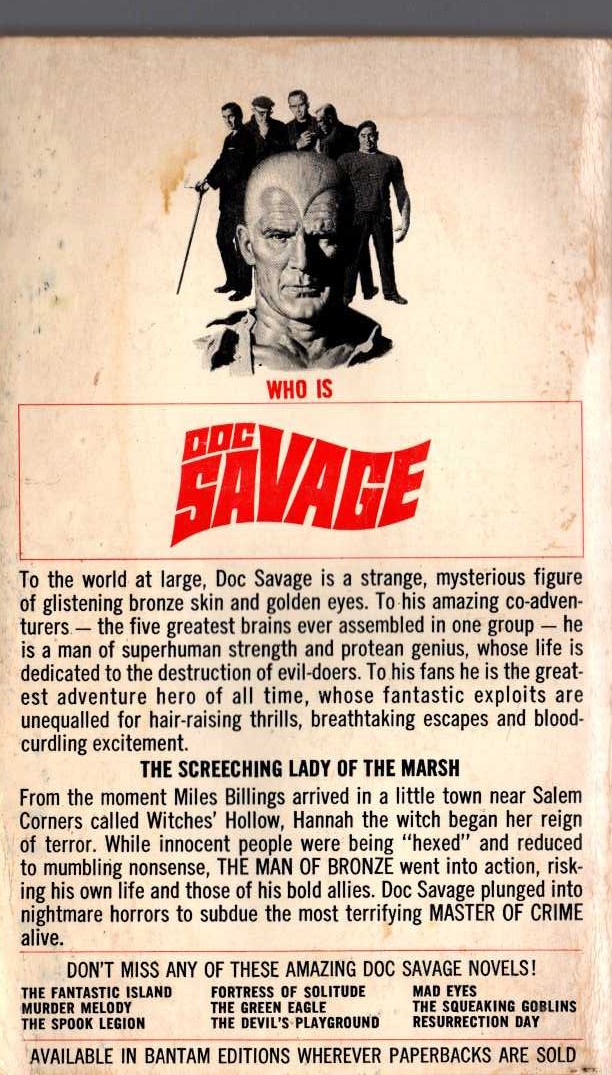 Kenneth Robeson  DOC SAVAGE: HEX magnified rear book cover image