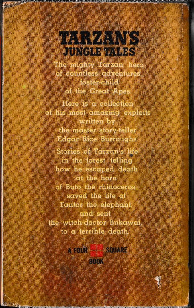 Edgar Rice Burroughs  TARZAN'S JUNGLE TALES magnified rear book cover image