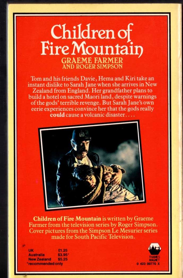 CHILDEN OF FIRE MOUNTAIN magnified rear book cover image