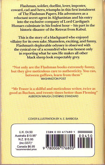 George MacDonald Fraser  FLASHMAN magnified rear book cover image