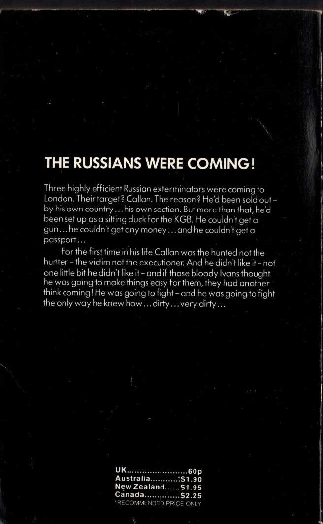 James Mitchell  RUSSIAN ROULETTE (Edward Woodward) magnified rear book cover image