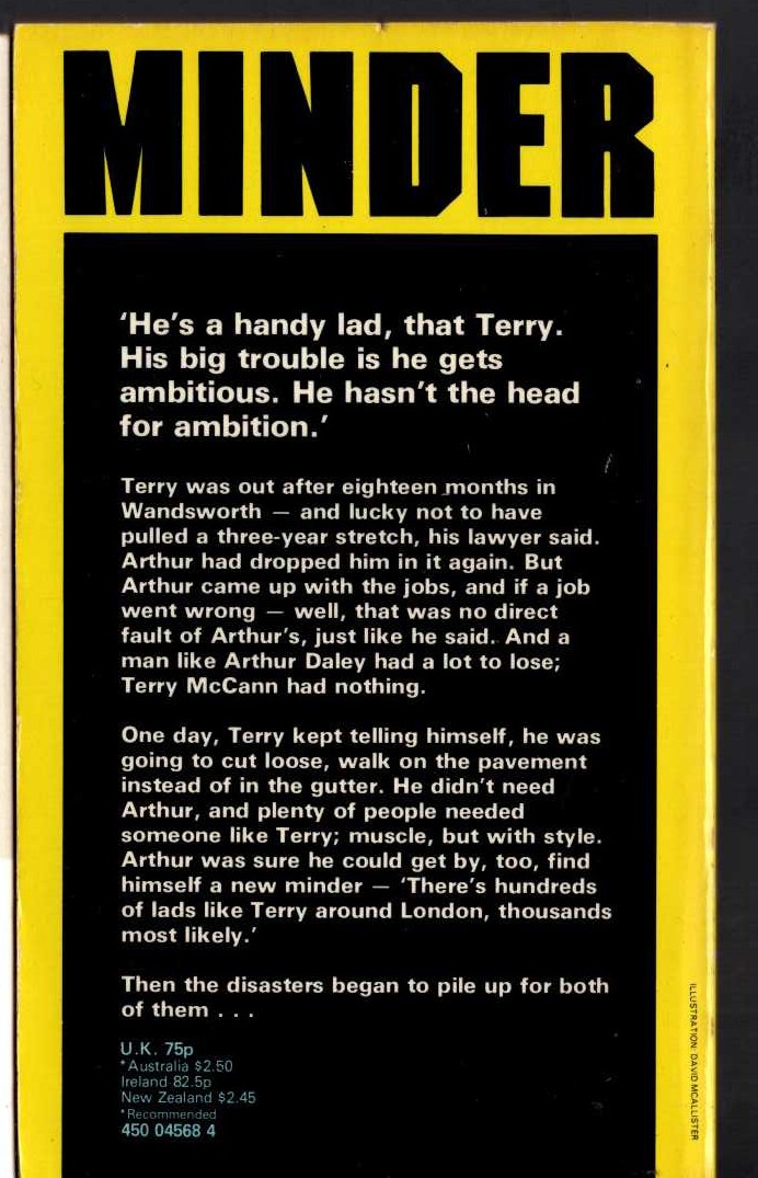 Leon Griffiths  MINDER (Dennis Waterman) magnified rear book cover image