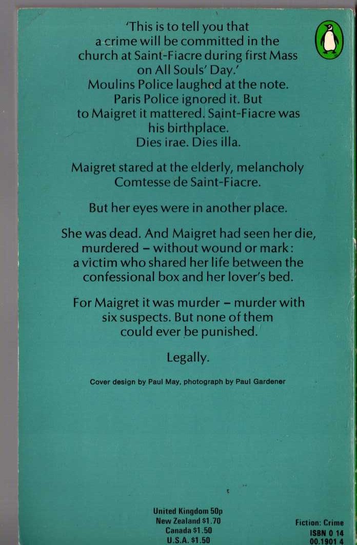 Georges Simenon  MAIGRET GOES HOME magnified rear book cover image
