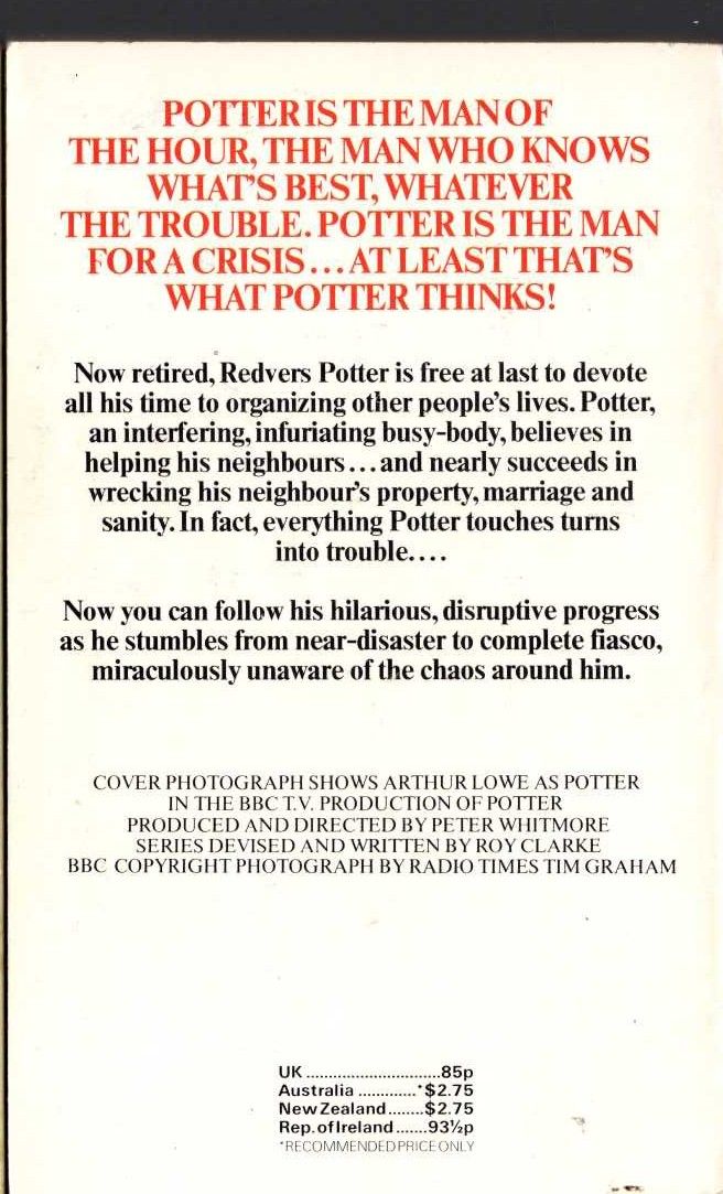 Christine Sparks  POTTER (Arthur Lowe) magnified rear book cover image