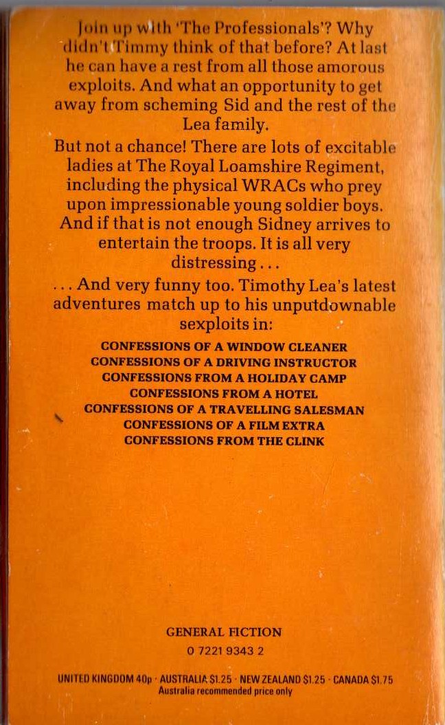 Timothy Lea  CONFESSIONS OF A PRIVATE SOLDIER magnified rear book cover image