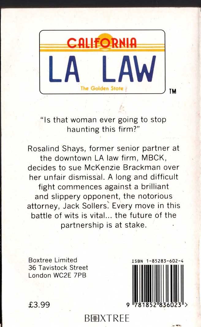 Julie Robitaille  LA LAW: A WOMAN SCORNED magnified rear book cover image