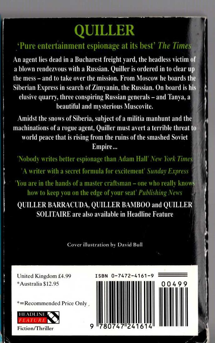 Adam Hall  QUILLER MERIDIAN magnified rear book cover image