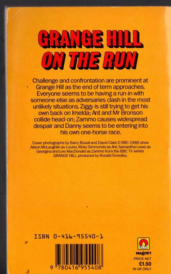 Phil Redmond  GRANGE HILL ON THE RUN magnified rear book cover image