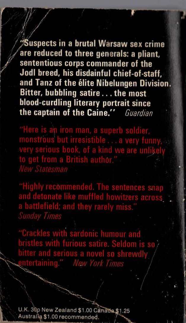 H.H. Kirst  THE NIGHT OF THE GENERALS magnified rear book cover image