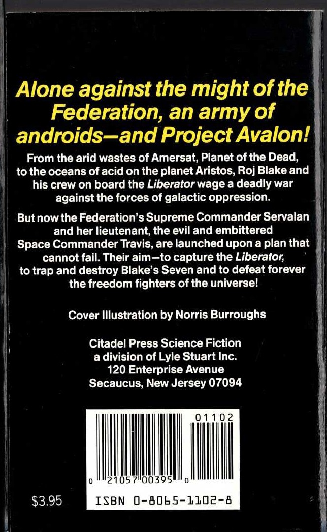 Trevor Hoyle  BLAKES 7: PROJECT AVALON magnified rear book cover image