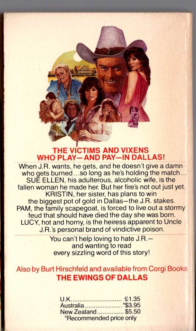 Burt Hirschfeld  THE WOMEN OF DALLAS magnified rear book cover image