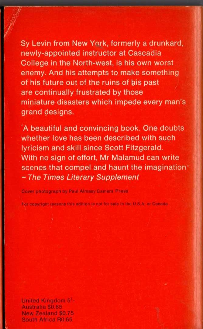 Bernard Malamud  A NEW LIFE magnified rear book cover image