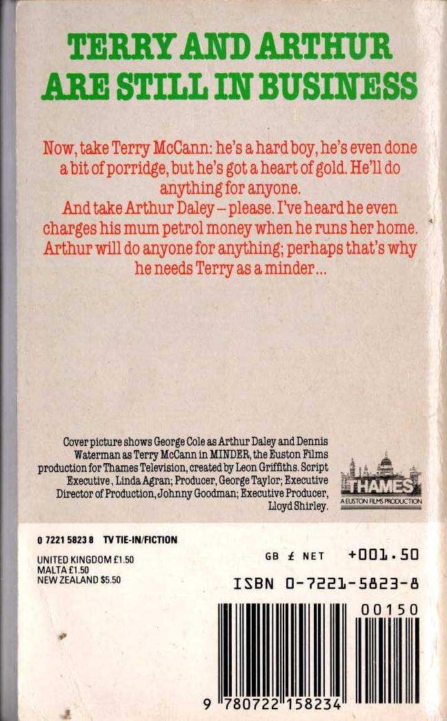 Anthony Masters  MINDER - BACK AGAIN magnified rear book cover image