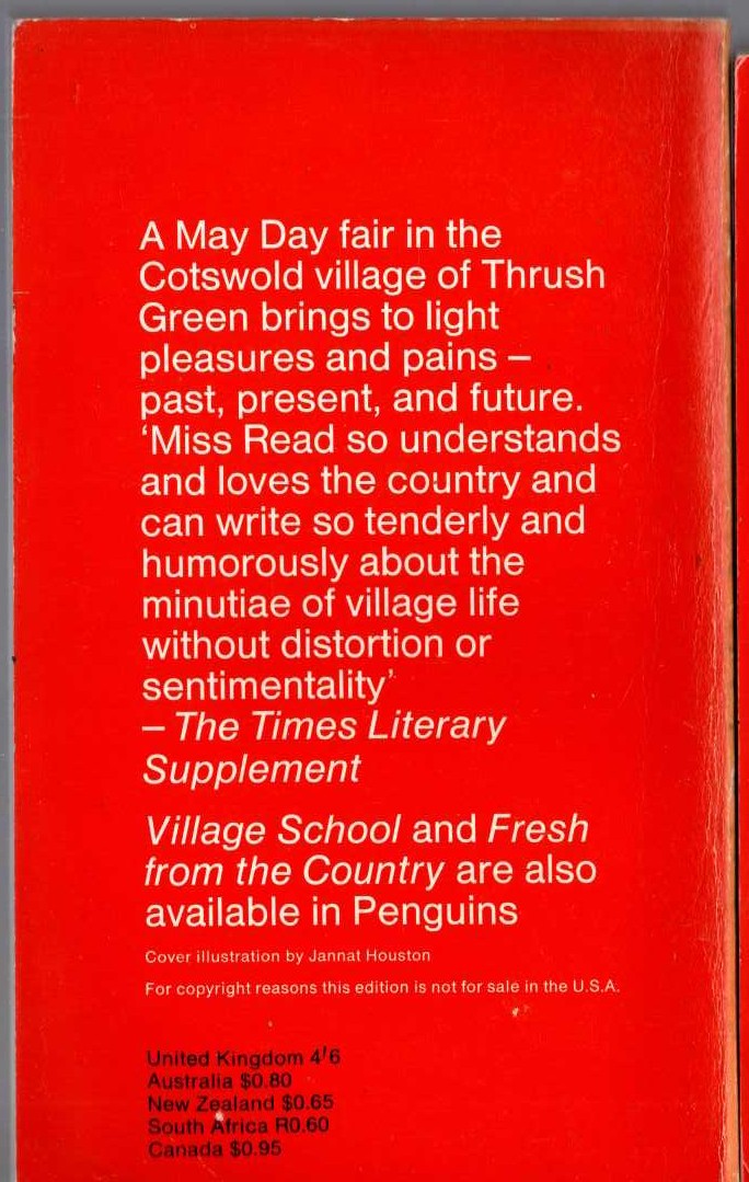 Miss Read  THRUSH GREEN magnified rear book cover image
