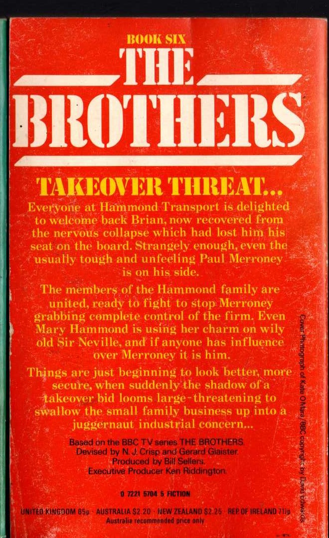 Lee Mackenzie  THE BROTHERS BOOK SIX magnified rear book cover image