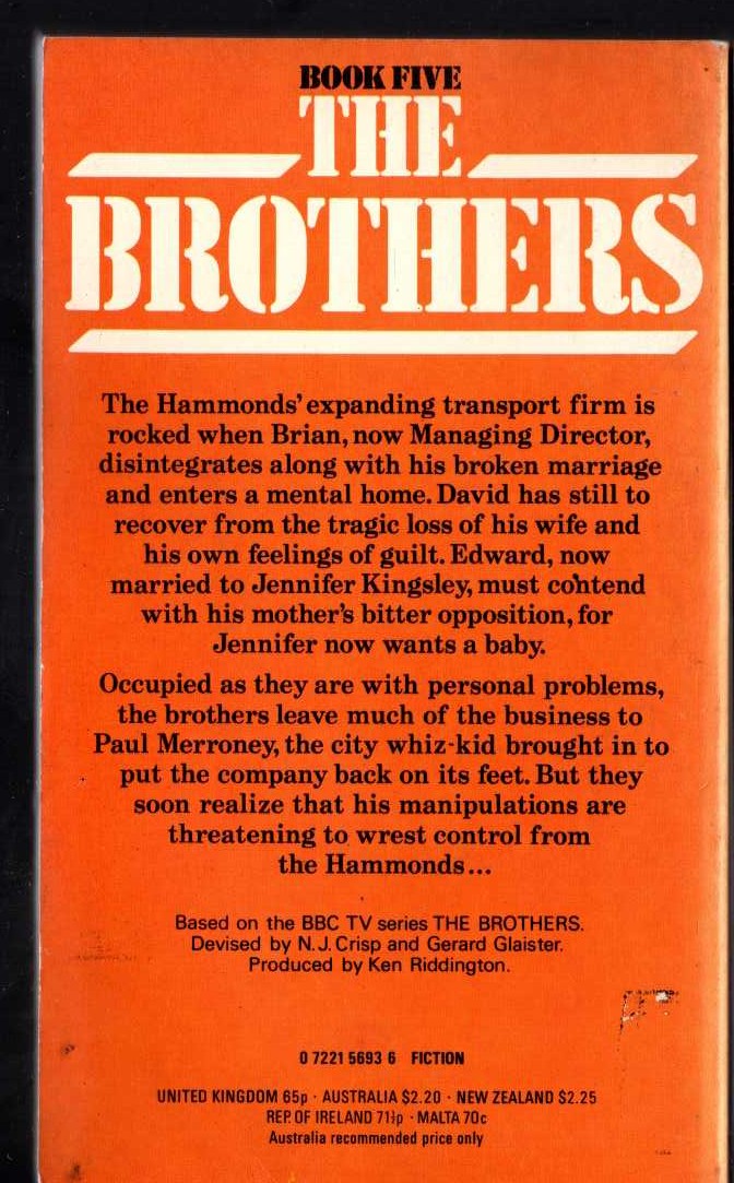 Lee Mackenzie  THE BROTHERS: BOOK FIVE magnified rear book cover image