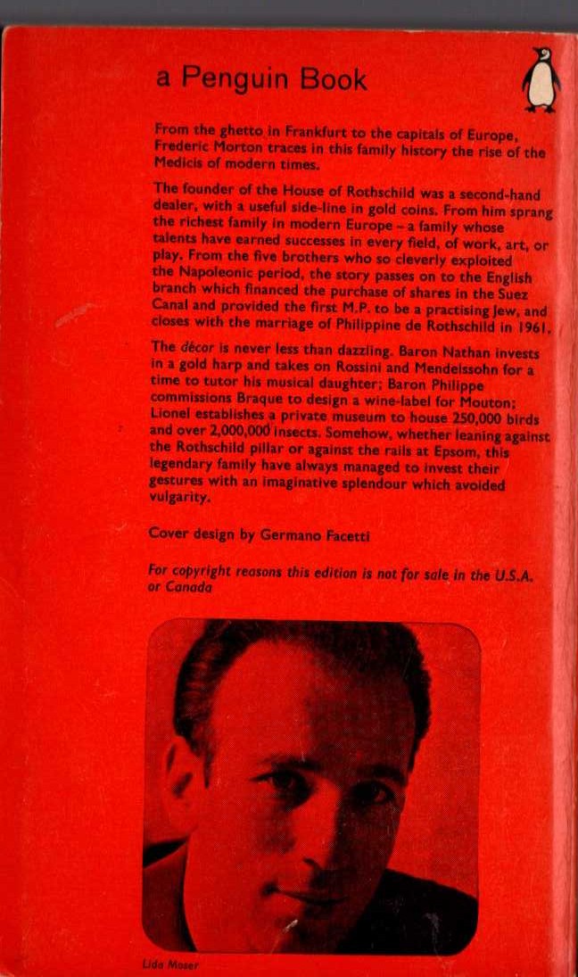 Frederic Morton  THE ROTHSCHILDS magnified rear book cover image